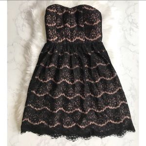 Ya Los Angeles Black Lace Strapless Dress Sz Sm